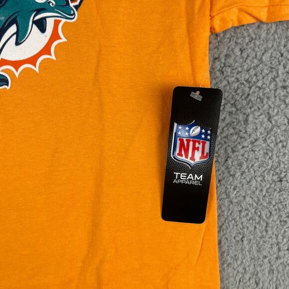 NFL Team Apparel Men Medium Orange Miami Dolphins 100% Cotton Short Sleeve Shirt - Picture 3 of 9